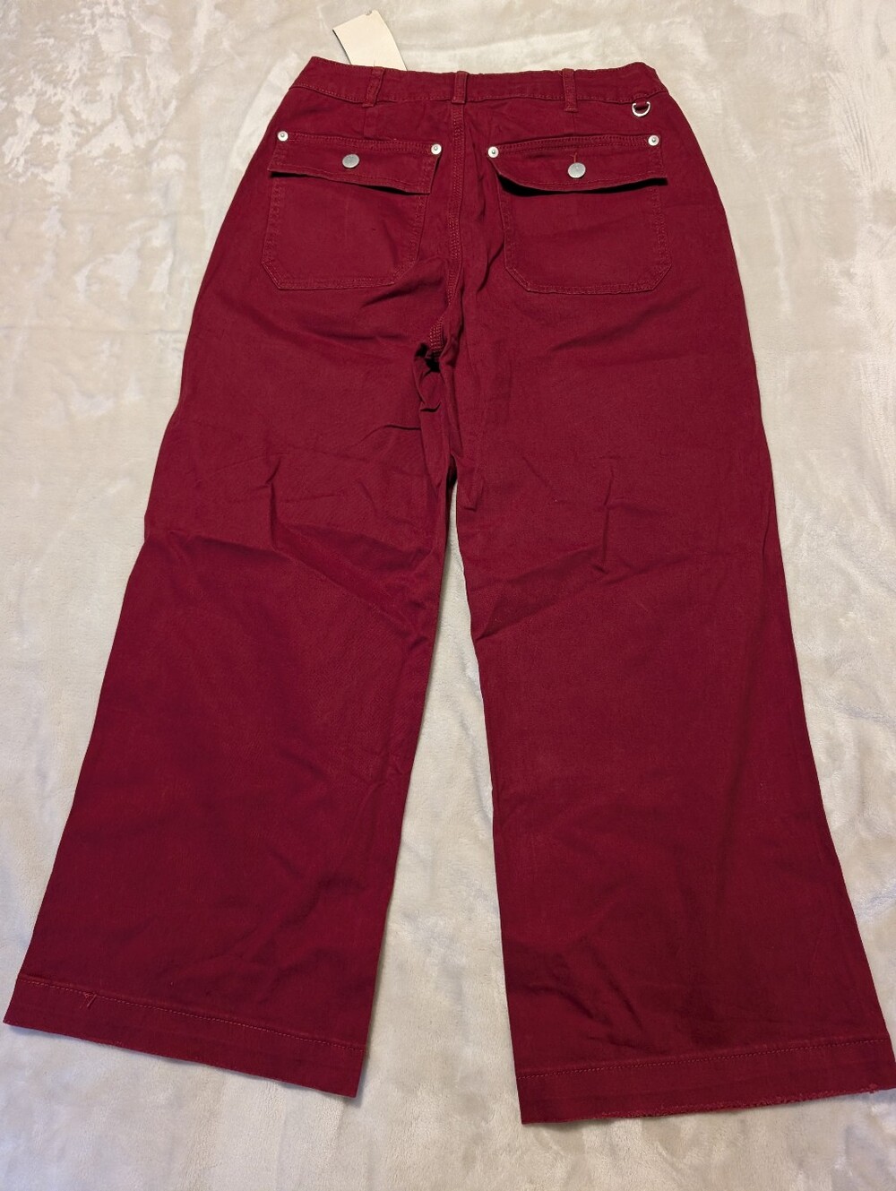 Flamingals Flap Pocket Mid Waist Wide Leg Crop Pants NWT Medium - Picture 5 of 7
